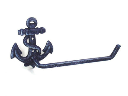 Rustic Dark Blue Cast Iron Anchor Hand Towel Holder 10""