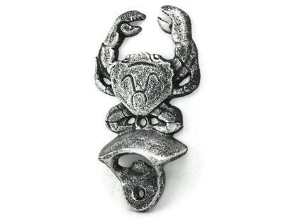 Antique Silver Cast Iron Wall Mounted Crab Bottle Opener 6""