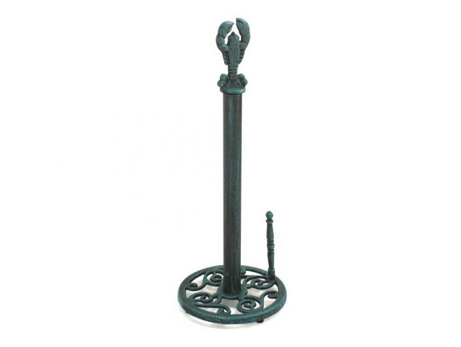 Seaworn Blue Cast Iron Lobster Paper Towel Holder 16""