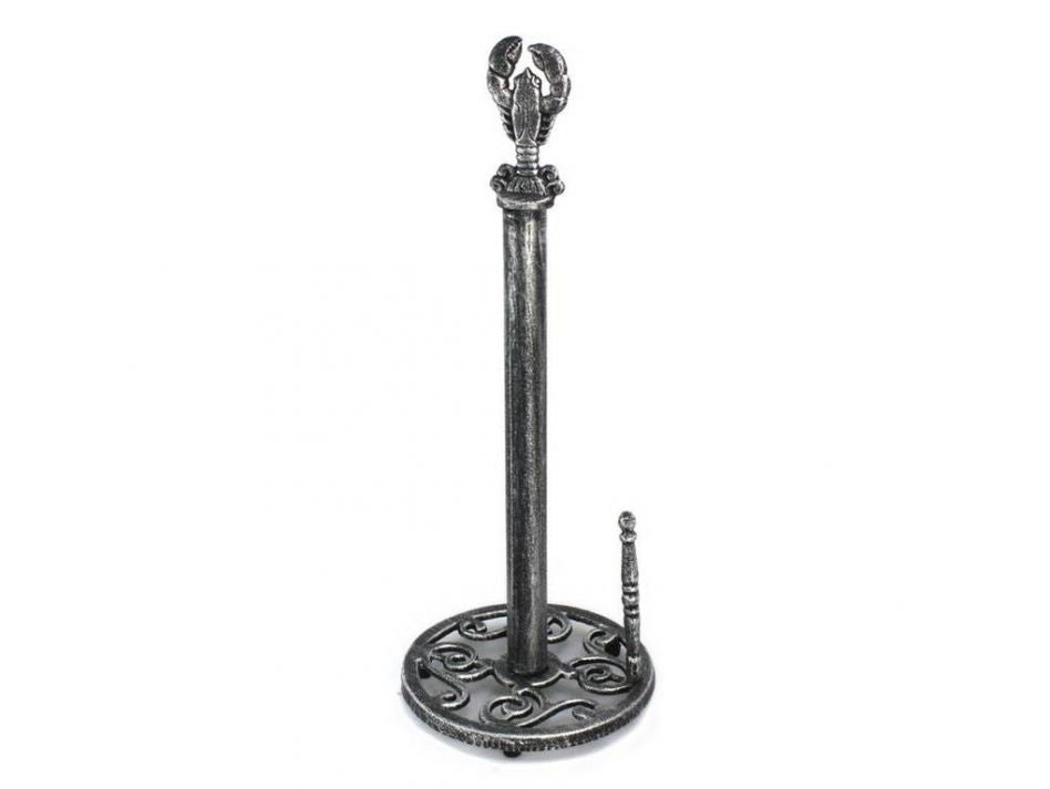 Antique Silver Cast Iron Lobster Paper Towel Holder 16""