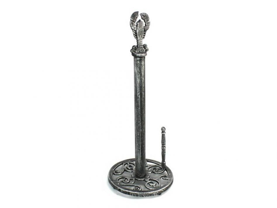 Antique Silver Cast Iron Lobster Paper Towel Holder 16""