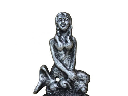 Antique Silver Cast Iron Wall Mounted Mermaid Bottle Opener 6""