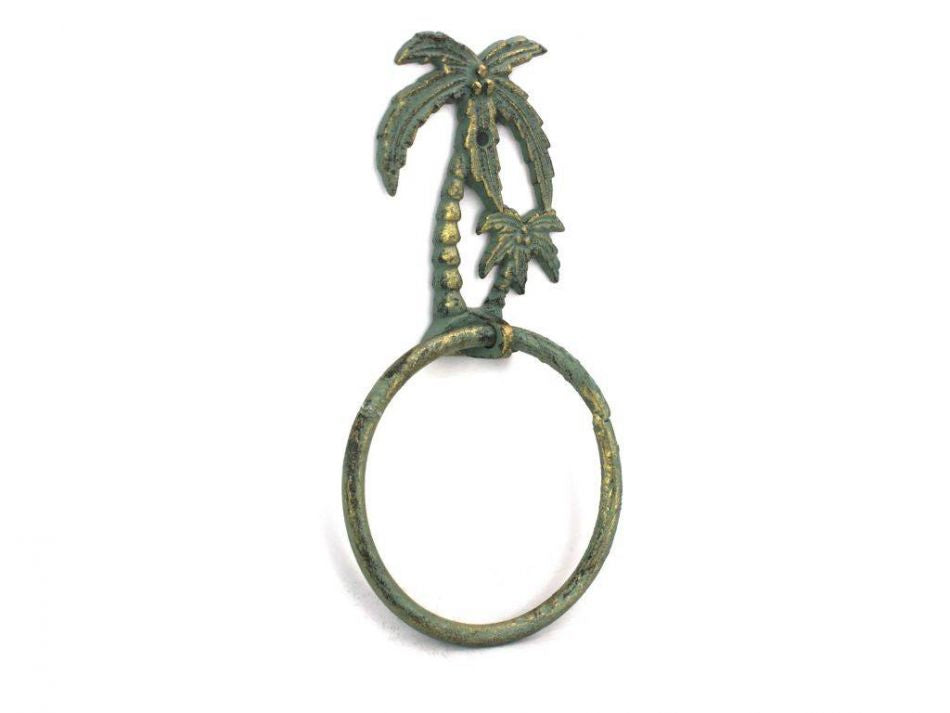 Antique Bronze Cast Iron Palm Tree Towel Holder 9""