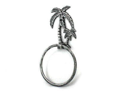 Antique Silver Cast Iron Palm Tree Towel Holder 9""