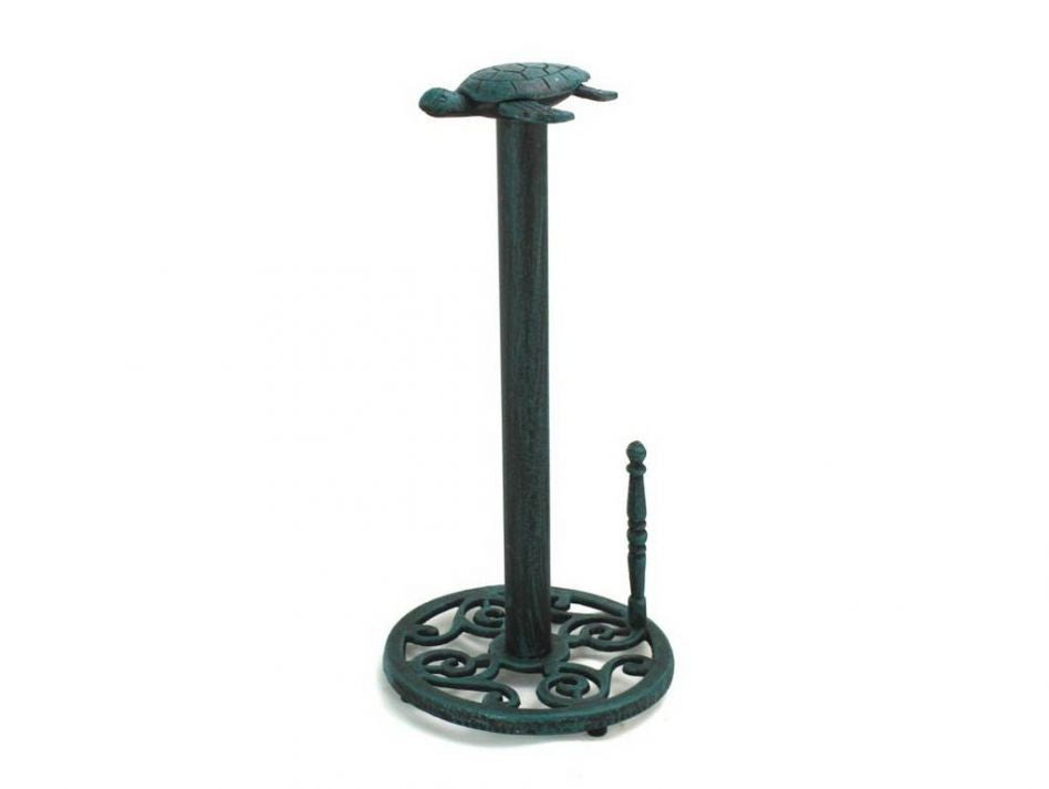 Seaworn Blue Cast Iron Sea Turtle Paper Towel Holder 13""