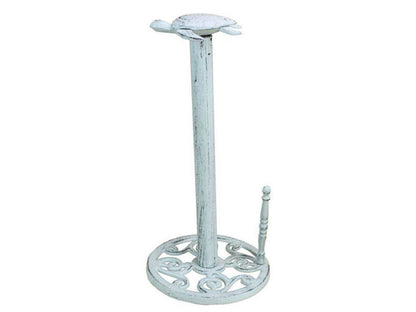 Whitewashed Cast Iron Sea Turtle Paper Towel Holder 13""
