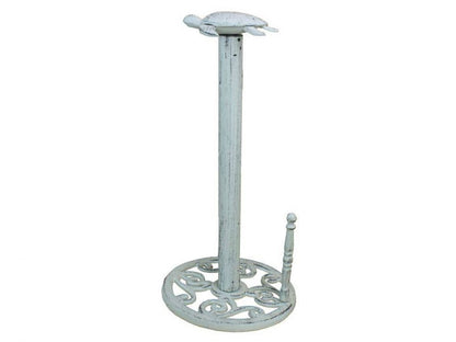 Whitewashed Cast Iron Sea Turtle Paper Towel Holder 13""