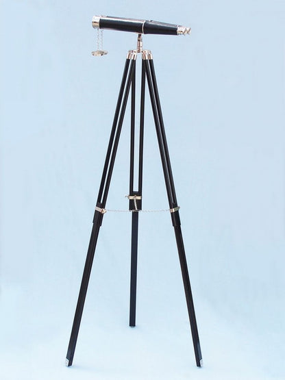 Floor Standing Admiral's Chrome/Leather Binoculars on stand 62""