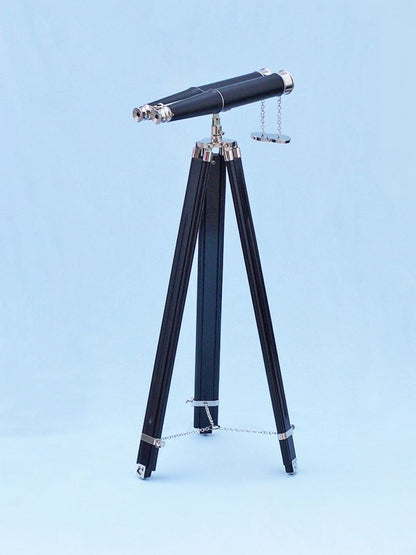 Floor Standing Admiral's Chrome/Leather Binoculars on stand 62""