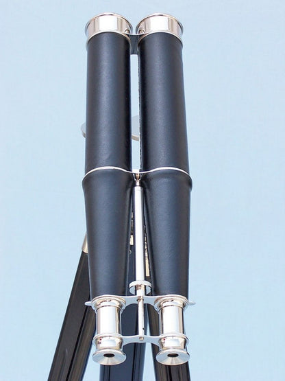 Floor Standing Admiral's Chrome/Leather Binoculars on stand 62""