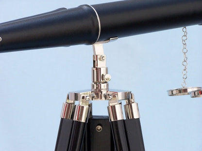 Floor Standing Admiral's Chrome/Leather Binoculars on stand 62""