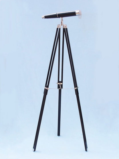 Floor Standing Admiral's Chrome/Leather Binoculars on stand 62""