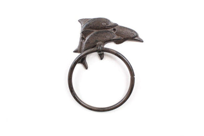 Cast Iron Decorative Dolphins Towel Holder 7""