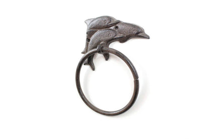Cast Iron Decorative Dolphins Towel Holder 7""