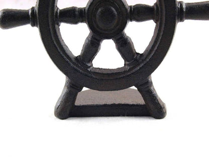 Cast Iron Ship Wheel Door Stopper 9""