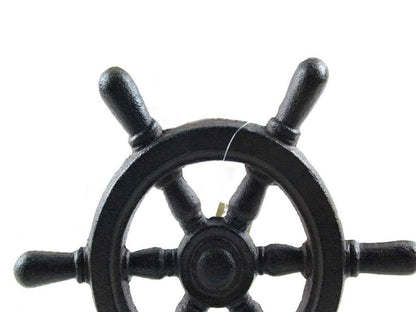 Cast Iron Ship Wheel Door Stopper 9""
