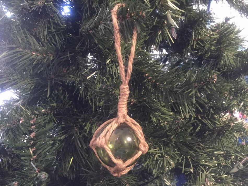 Green Japanese Glass Ball Fishing Float Decoration Christmas Ornament 2""