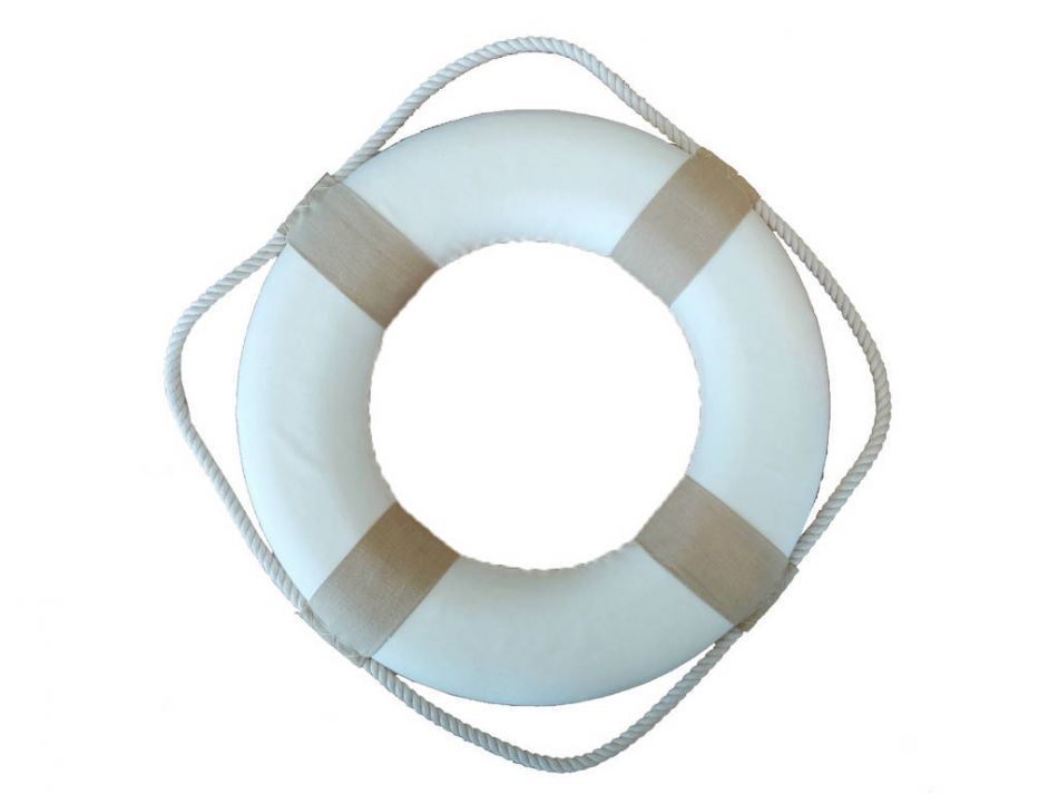 Classic White Decorative Lifering 2(L)"" with Tan Bands