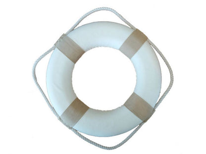 Classic White Decorative Lifering 2(L)"" with Tan Bands