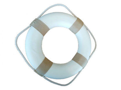 Classic White Decorative Lifering 2(L)"" with Tan Bands