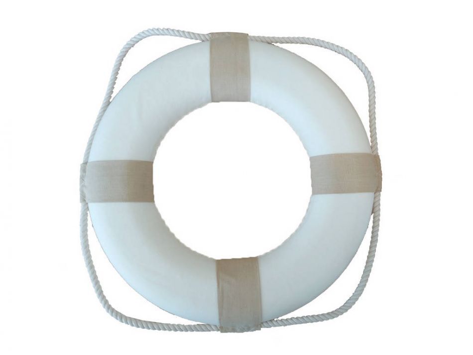 Classic White Decorative Lifering 2(L)"" with Tan Bands