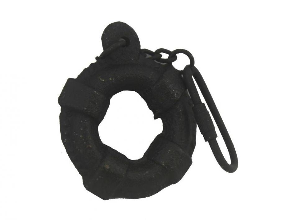 Rustic Black Cast Iron Lifering Key Chain 5""