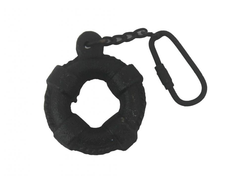 Rustic Black Cast Iron Lifering Key Chain 5""