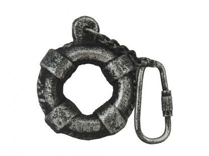 Antique Silver Cast Iron Lifering Key Chain 5""