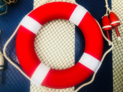 Vibrant Red Decorative Lifering with White Bands 20""