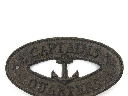 Cast Iron Captains Quarters with Anchor Sign 8""