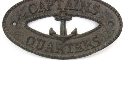 Cast Iron Captains Quarters with Anchor Sign 8""
