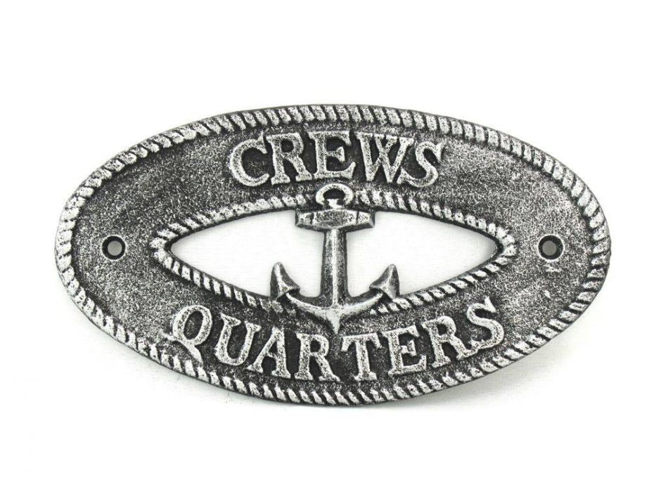 Antique Silver Cast Iron Crews Quarters with Anchor Sign 8""