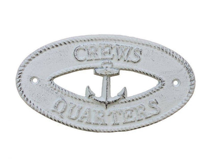 Whitewashed Cast Iron Crews Quarters with Anchor Sign 8""