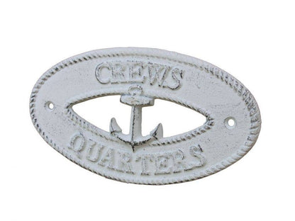 Whitewashed Cast Iron Crews Quarters with Anchor Sign 8""