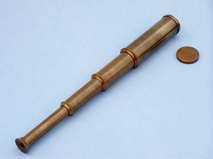 Deluxe Class Antique Brass Captains Spyglass Telescope 15"" with Rosewood Box