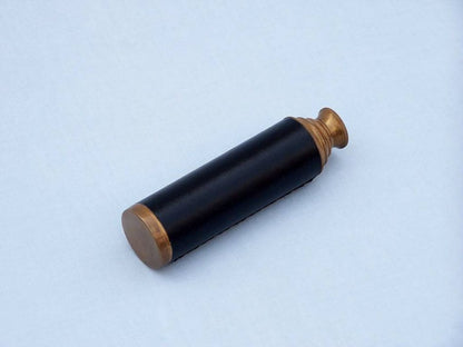 Deluxe Class Antique Brass Captains Spyglass Telescope with Leather 15"" and Rosewood Box