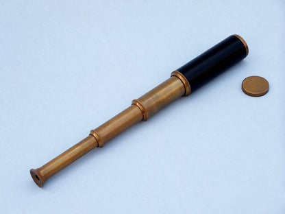 Deluxe Class Antique Brass Captains Spyglass Telescope with Leather 15"" and Rosewood Box
