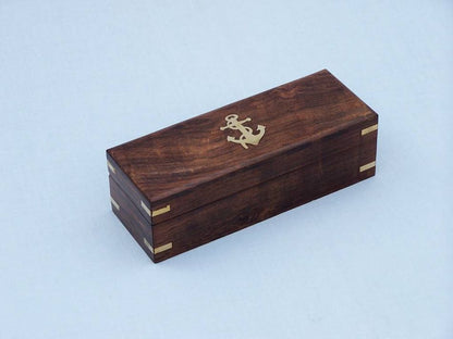 Deluxe Class Antique Brass Captains Spyglass Telescope with Leather 15"" and Rosewood Box