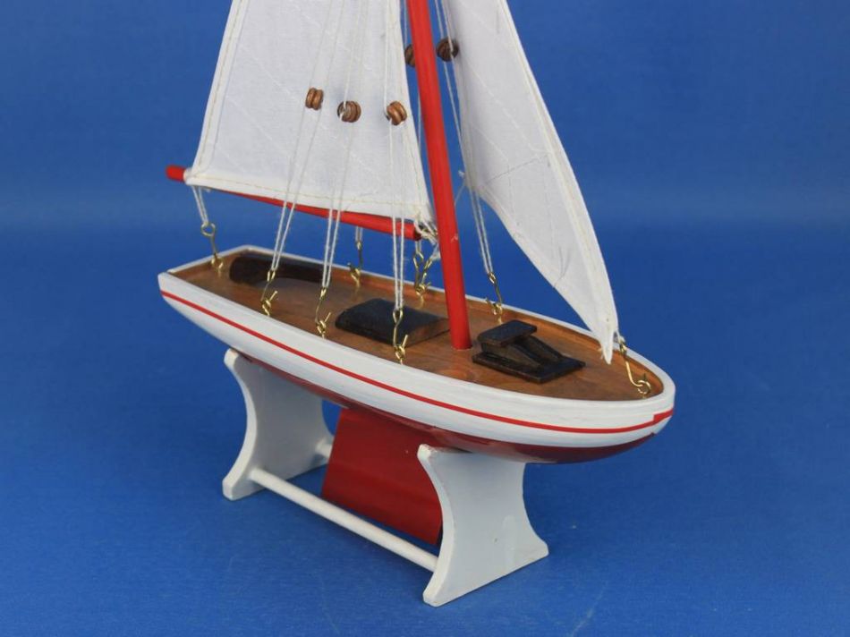 Wooden It Floats 12"" - Red Floating Sailboat Model