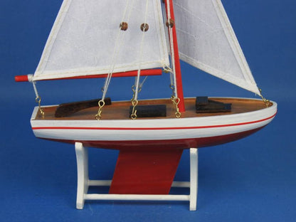 Wooden It Floats 12"" - Red Floating Sailboat Model