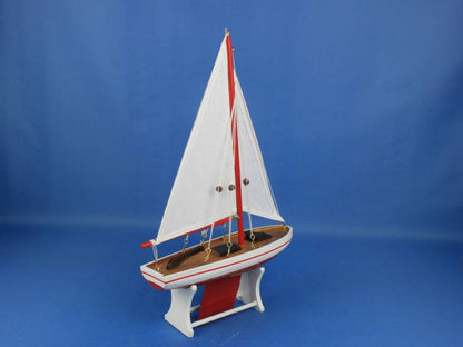 Wooden It Floats 12"" - Red Floating Sailboat Model