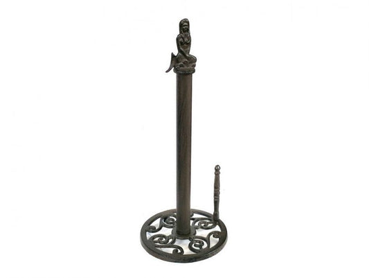 Cast Iron Mermaid Paper Towel Holder 16""