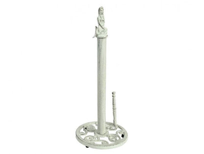 Whitewashed Cast Iron Mermaid Paper Towel Holder 16""