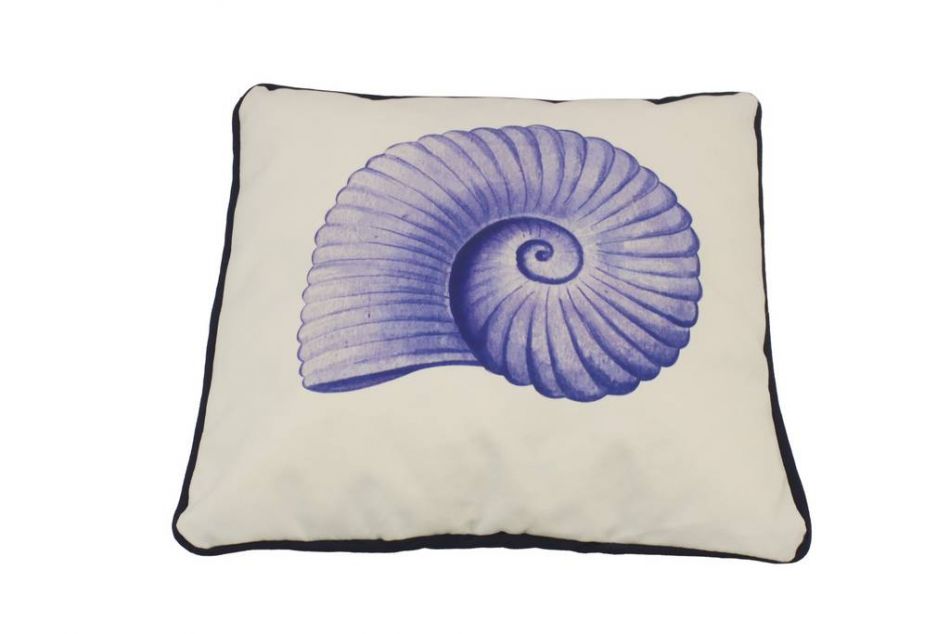Blue and White Nautilus Decorative Throw Pillow 10""