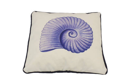 Blue and White Nautilus Decorative Throw Pillow 10""