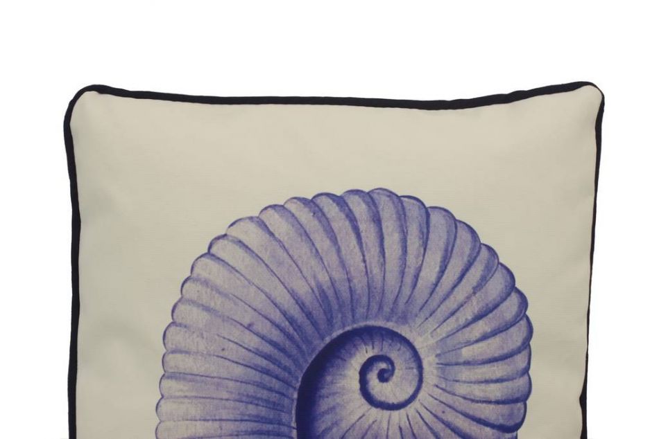 Blue and White Nautilus Decorative Throw Pillow 10""