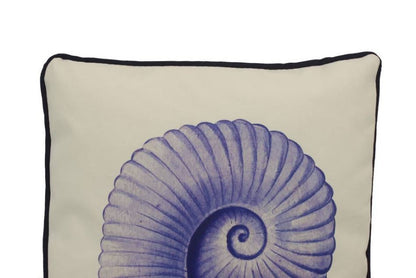 Blue and White Nautilus Decorative Throw Pillow 10""