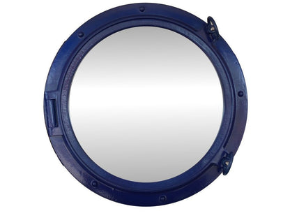 Navy Blue Decorative Ship Porthole Mirror 24""