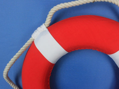 Vibrant Red Decorative Lifering with White Bands 20""