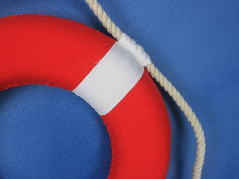 Vibrant Red Decorative Lifering with White Bands 20""